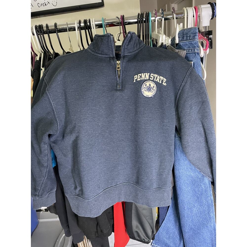 Size M- VTG JANSPORT-Penn State University Pullover 1/4 Zip Pocketed Sweatshirt